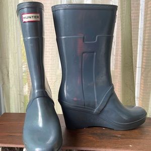 Hunter Boots Heeled Grey